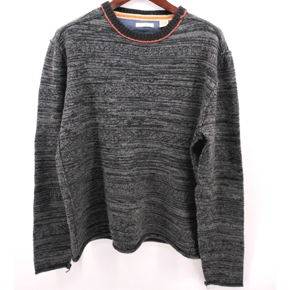 Carbon 2 Cobalt Sweater Mens XL Gray Knit Viscose Wool Rabbit Blend Pullover